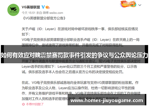 如何有效应对魏震禁赛罚款事件引发的争议与公众舆论压力